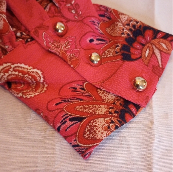 Vince Camuto Women Dress V-Neck Mixed Florals Lined Long Sleeves Gold Buttons 2 - Picture 15 of 17